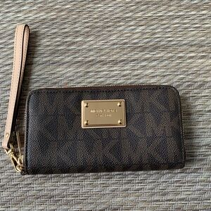Michael Kors Dark Brown Wallet with Gold Plate